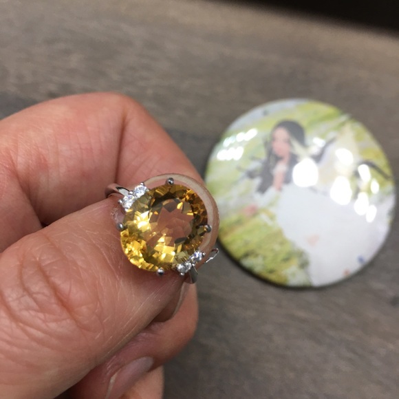 NEW Certified 5CT Natural Citrine S925 Silver Ring - Picture 7 of 17